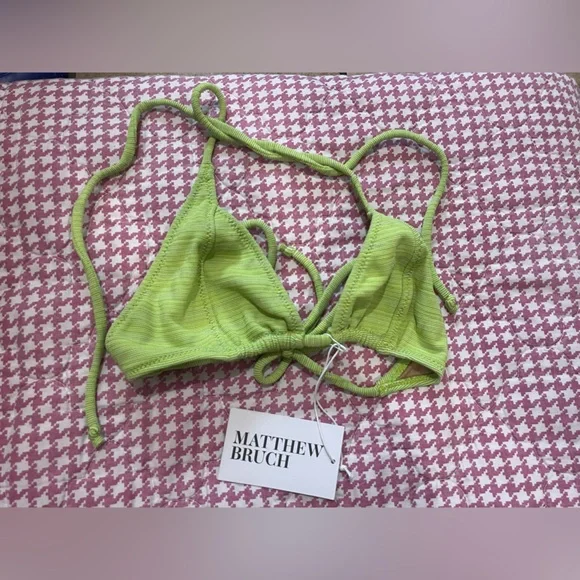 Mathew Bruch Lime Green Bikini Top - Picture 1 of 3
